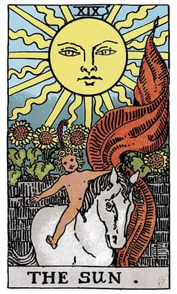 The Sun tarot card (reversed)