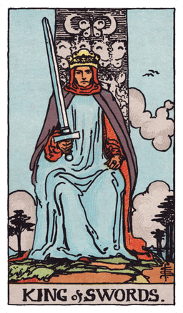 King of Swords tarot card (reversed)