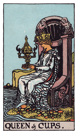 Queen of Cups tarot card (reversed)