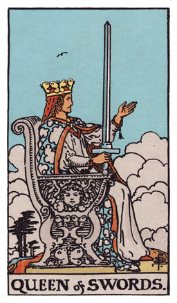Queen of Swords tarot card (reversed)