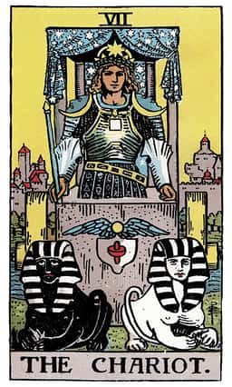 The Chariot tarot card (reversed)