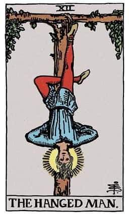 The Hanged Man tarot card (reversed)