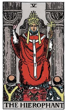 The Hierophant tarot card (reversed)