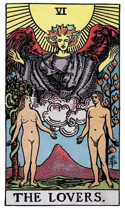 The Lovers tarot card (reversed)