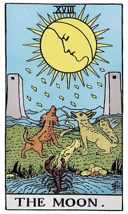 The Moon tarot card (reversed)
