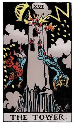 The Tower tarot card (reversed)