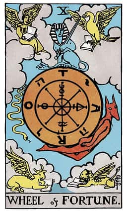 Wheel of Fortune tarot card (reversed)